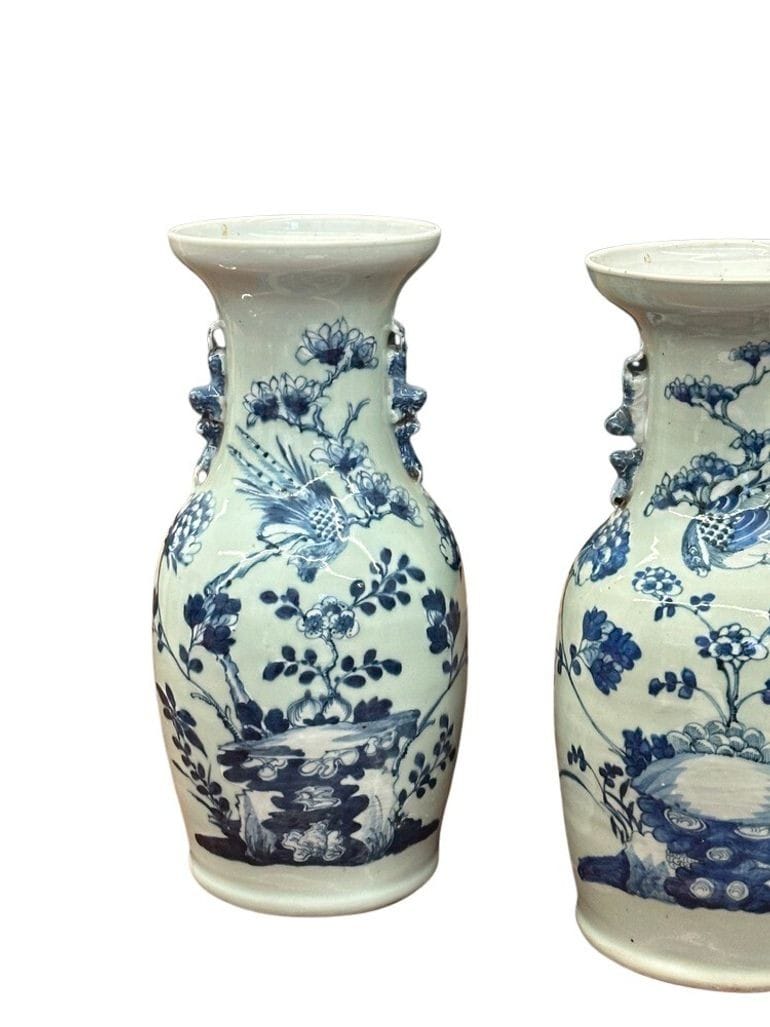 Pair of Late 19th Century Blue & Celadon Chinese Vases With Handles | IdleHour