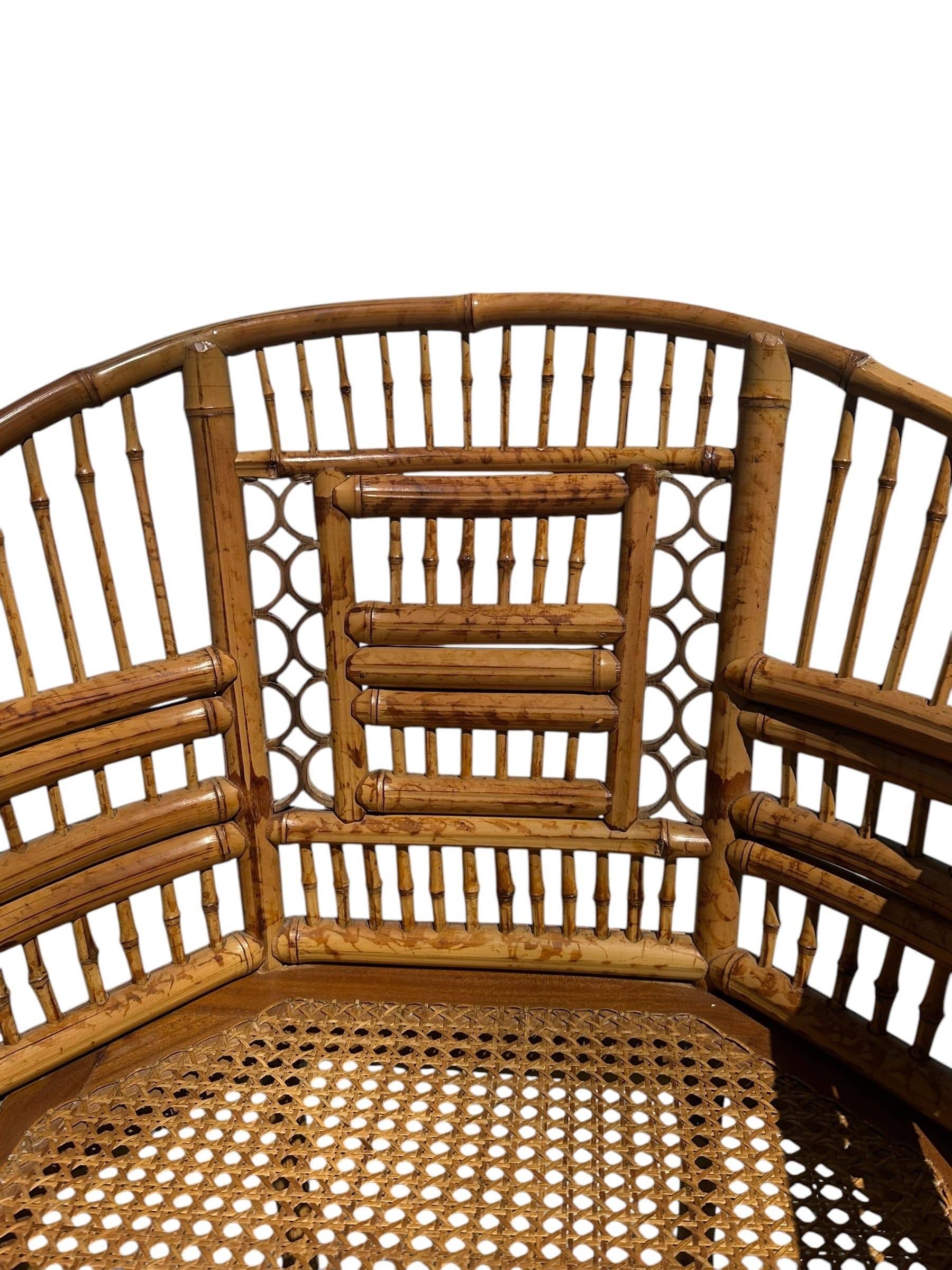 Mid 20th Century Pair of Brighton Pavilion Burnt Bamboo Pagoda Chairs | IdleHour
