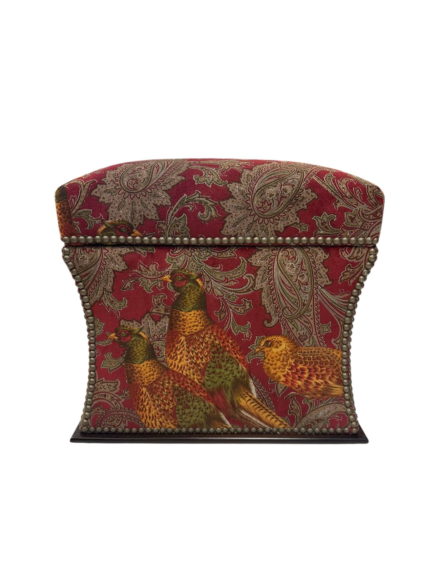 Ralph Lauren 'Florence' Ottoman in Buckthorn Paisley Fabric with Nailhead Trim | IdleHour