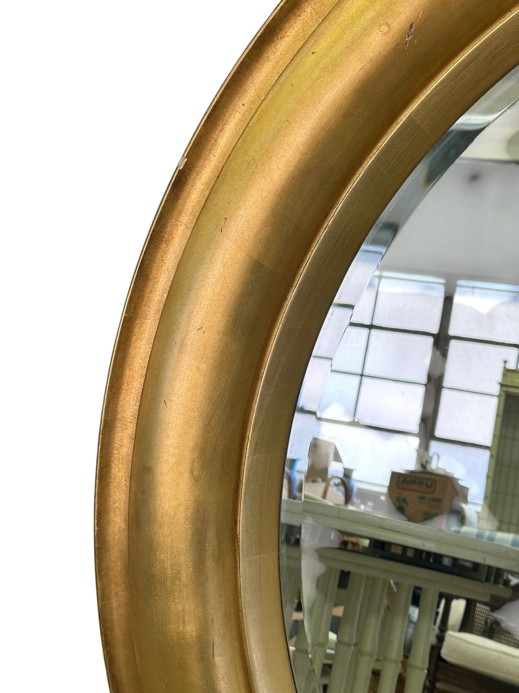 Large Round Hollywood Regency Mid 20th Century 60” Gilded Mirror | IdleHour