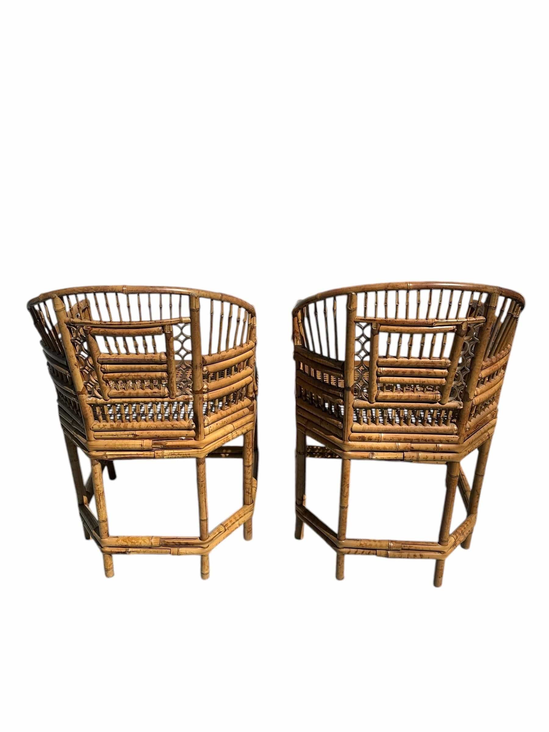 Mid 20th Century Pair of Brighton Pavilion Burnt Bamboo Pagoda Chairs | IdleHour