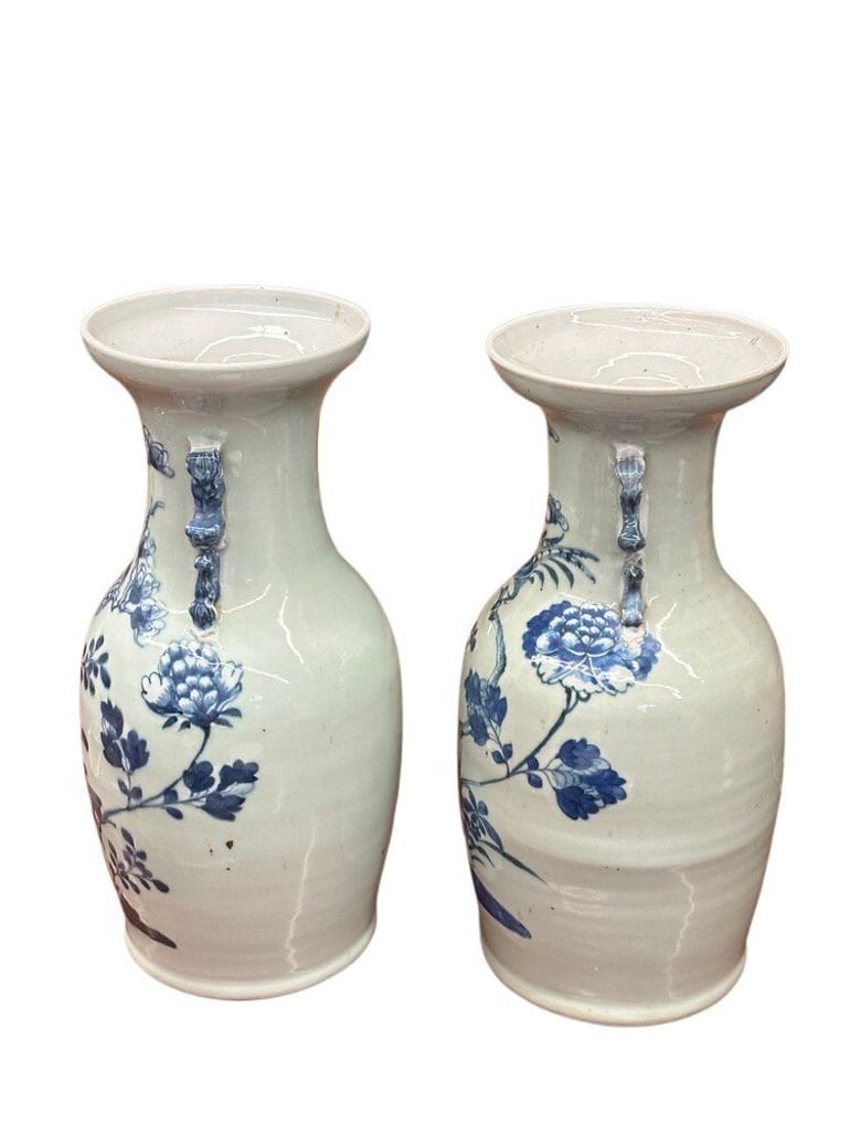 Pair of Late 19th Century Blue & Celadon Chinese Vases With Handles | IdleHour