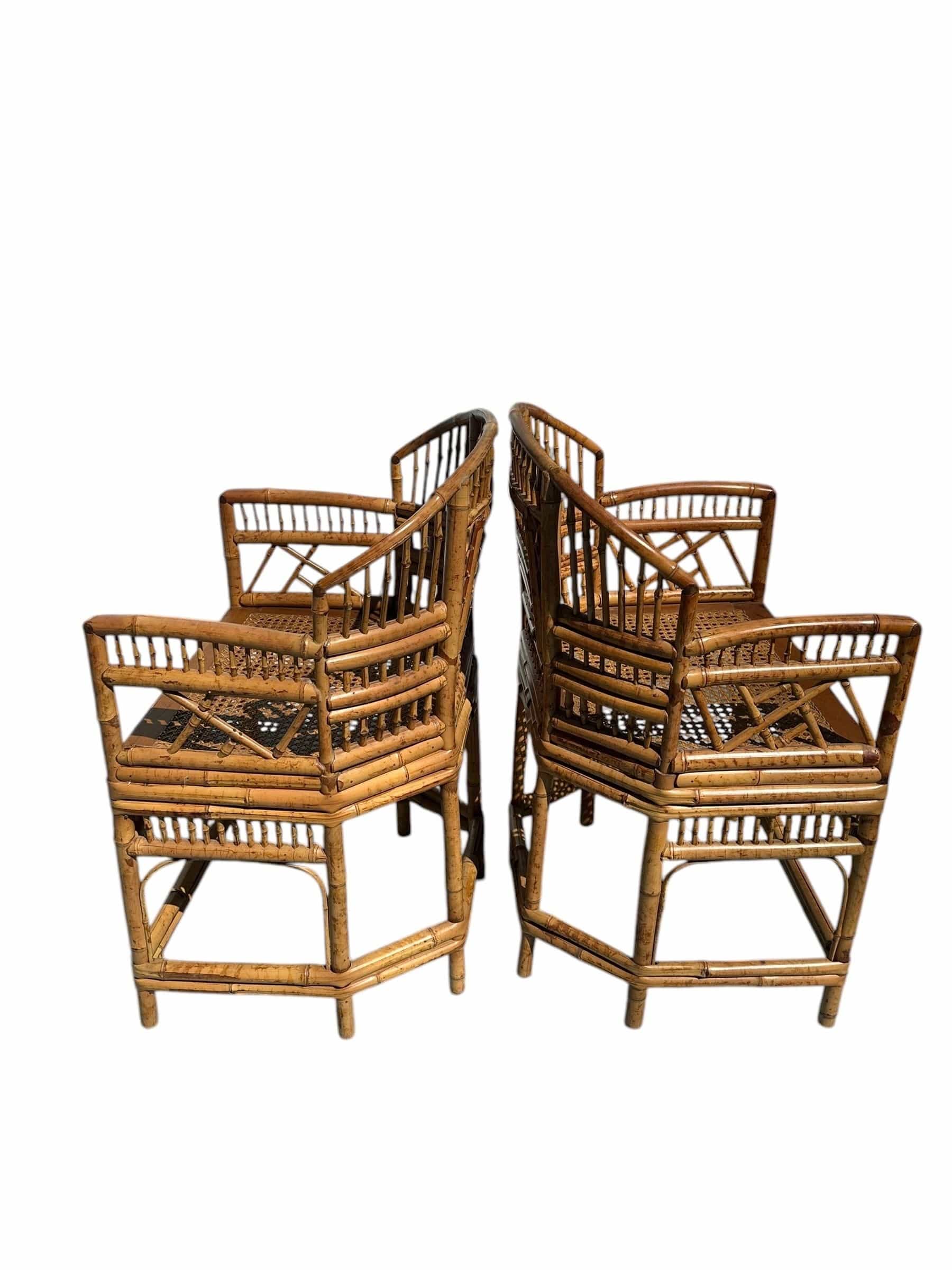 Mid 20th Century Pair of Brighton Pavilion Burnt Bamboo Pagoda Chairs | IdleHour