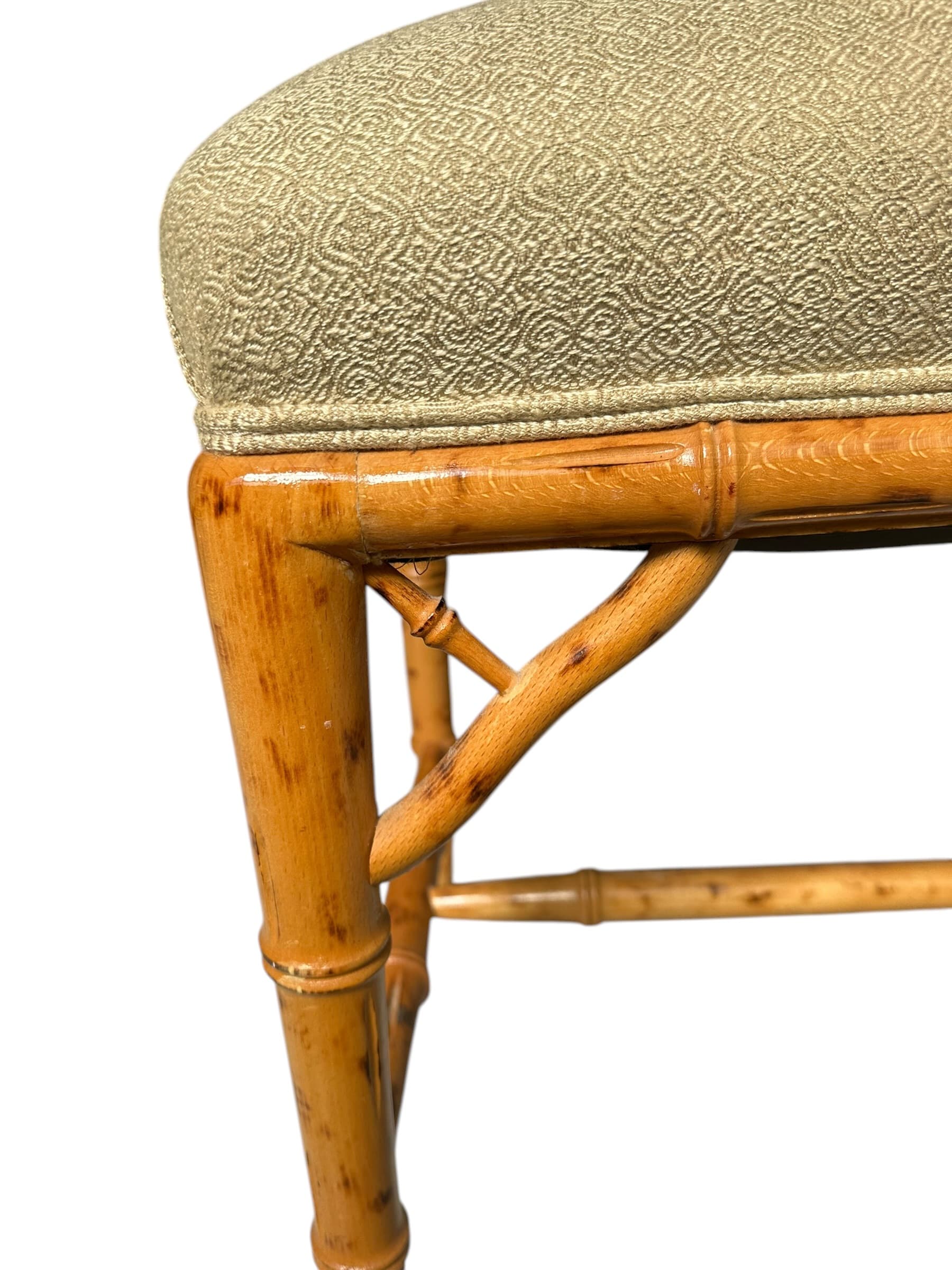 Mid-20th Century Chinese Chippendale Faux Bamboo Stool | IdleHour