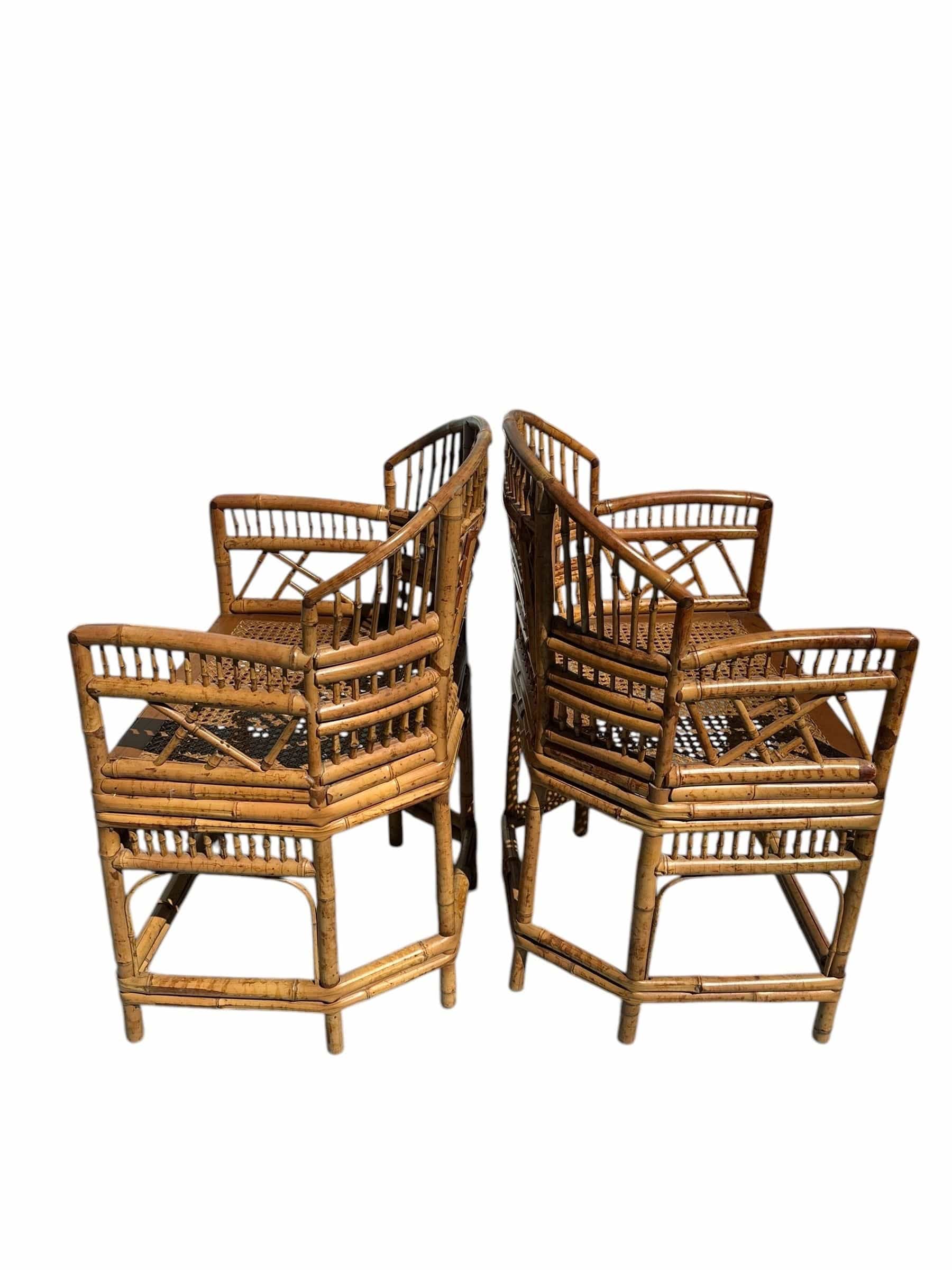 Mid 20th Century Pair of Brighton Pavilion Burnt Bamboo Pagoda Chairs | IdleHour