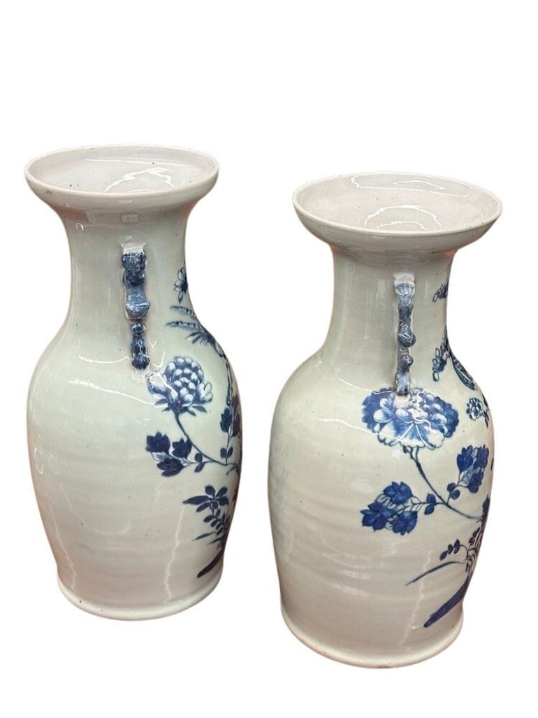 Pair of Late 19th Century Blue & Celadon Chinese Vases With Handles | IdleHour