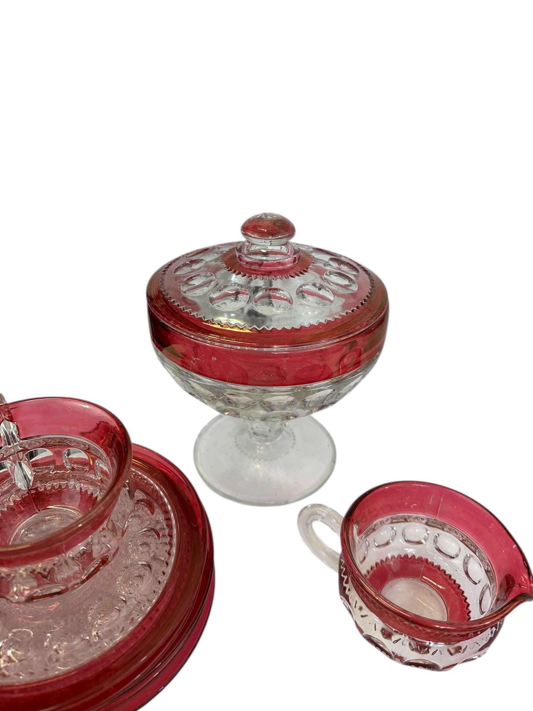 Vintage Tiffin Kings Crown Thumbprint Tea Set for 10 with Extras - 44 Pieces | IdleHour