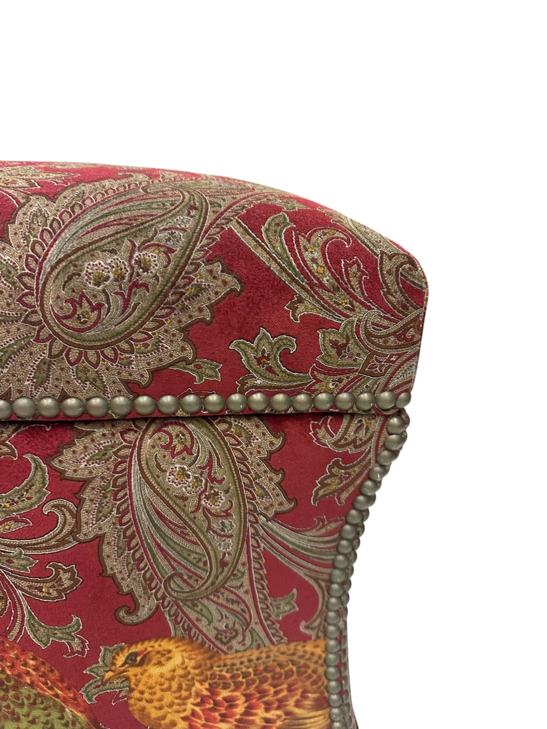 Ralph Lauren 'Florence' Ottoman in Buckthorn Paisley Fabric with Nailhead Trim | IdleHour