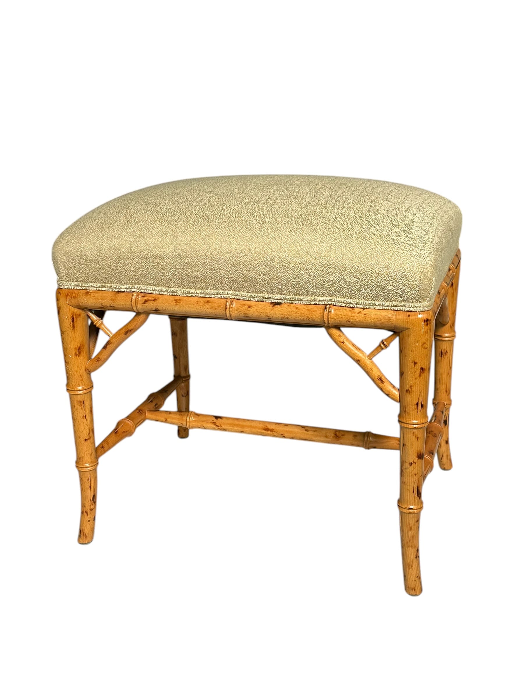 Mid-20th Century Chinese Chippendale Faux Bamboo Stool | IdleHour
