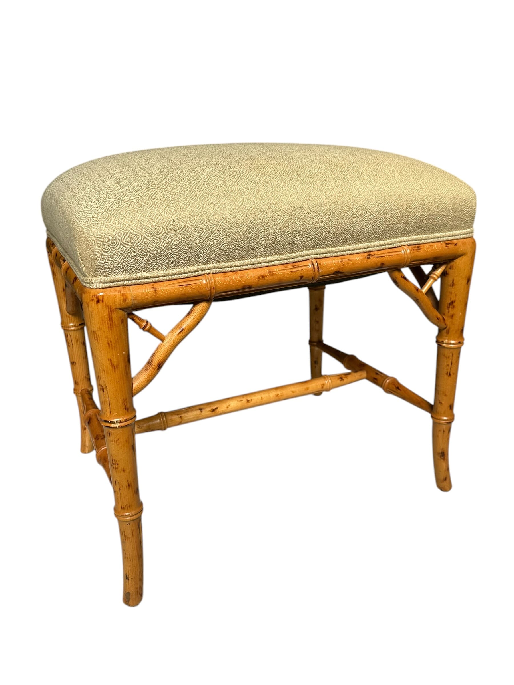 Mid-20th Century Chinese Chippendale Faux Bamboo Stool | IdleHour