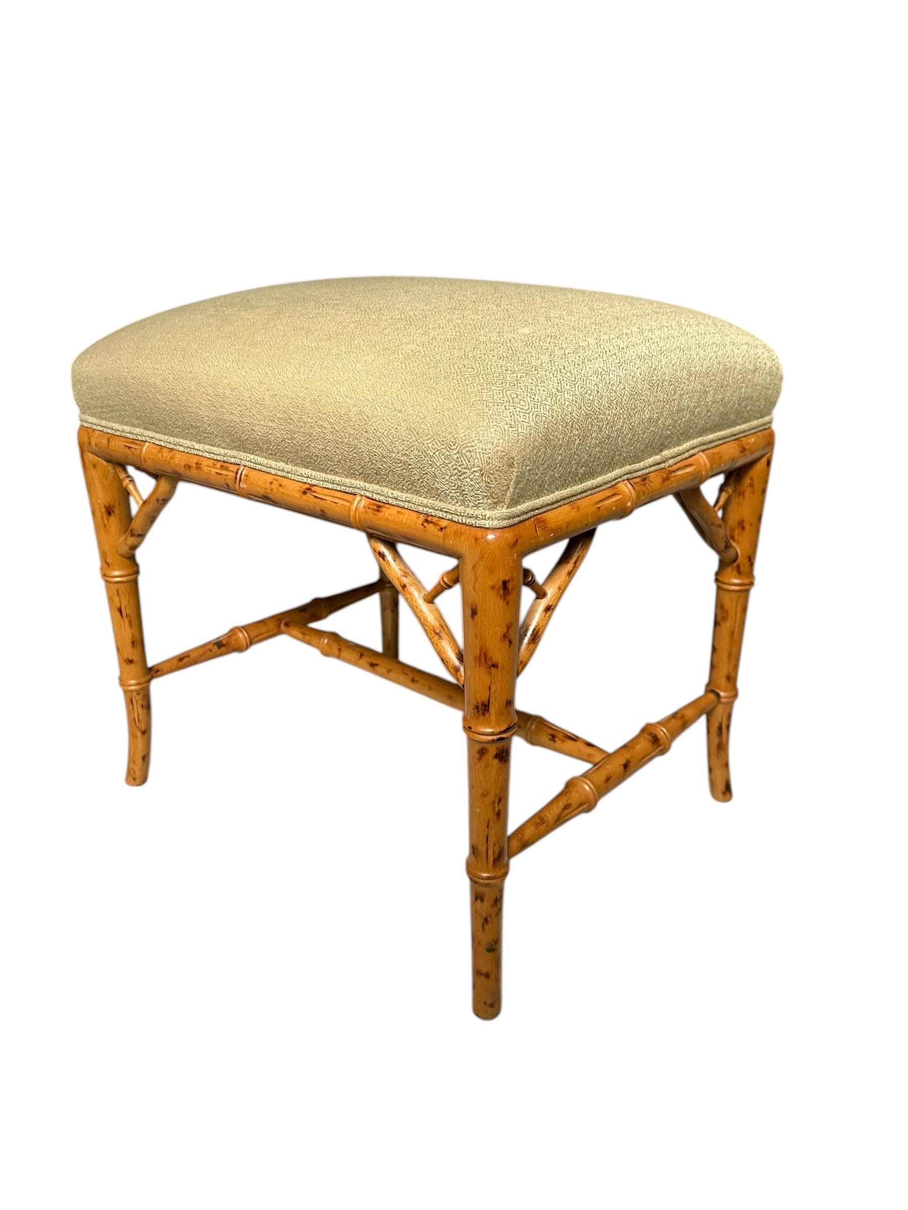 Mid-20th Century Chinese Chippendale Faux Bamboo Stool | IdleHour