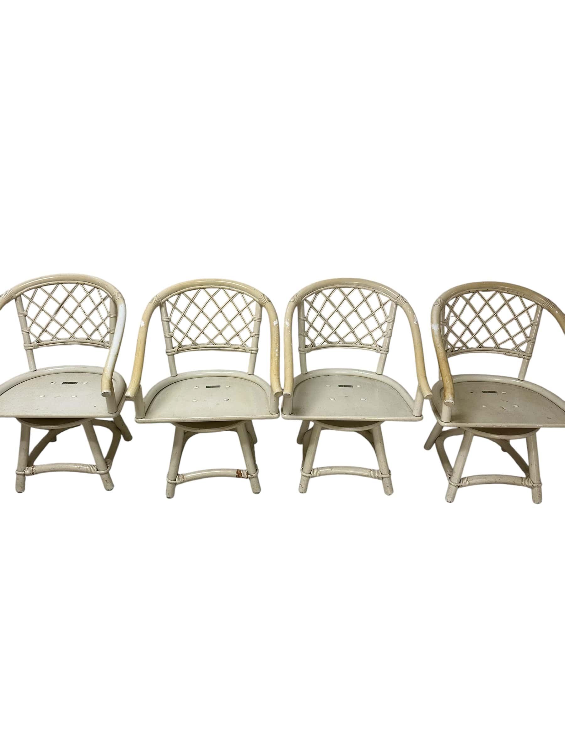 Mid 20th Century Ficks Reed Cream Rattan and Faux Bamboo Dining Set | IdleHour