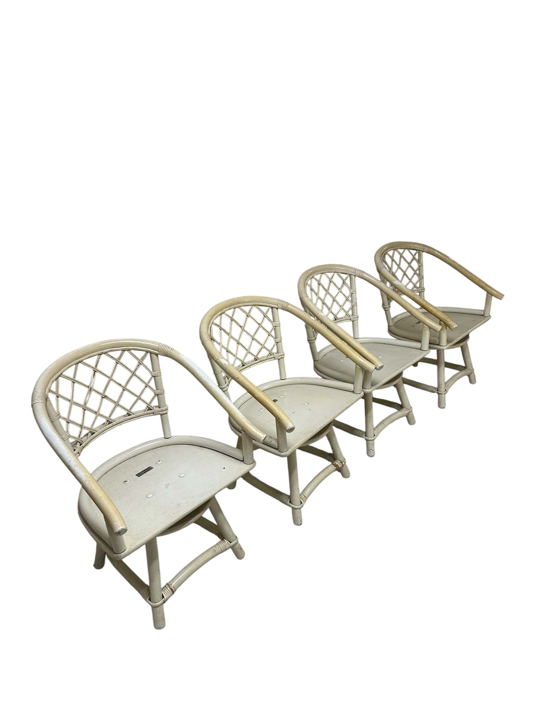 Mid 20th Century Ficks Reed Cream Rattan and Faux Bamboo Dining Set | IdleHour