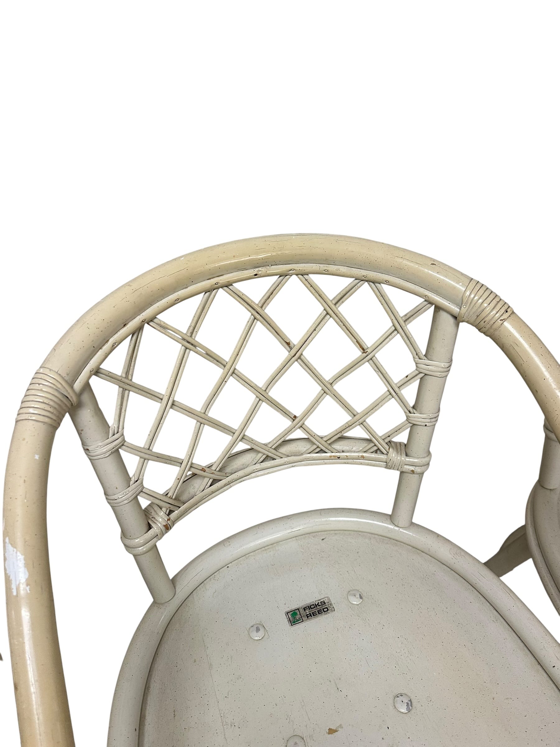 Mid 20th Century Ficks Reed Cream Rattan and Faux Bamboo Dining Set | IdleHour