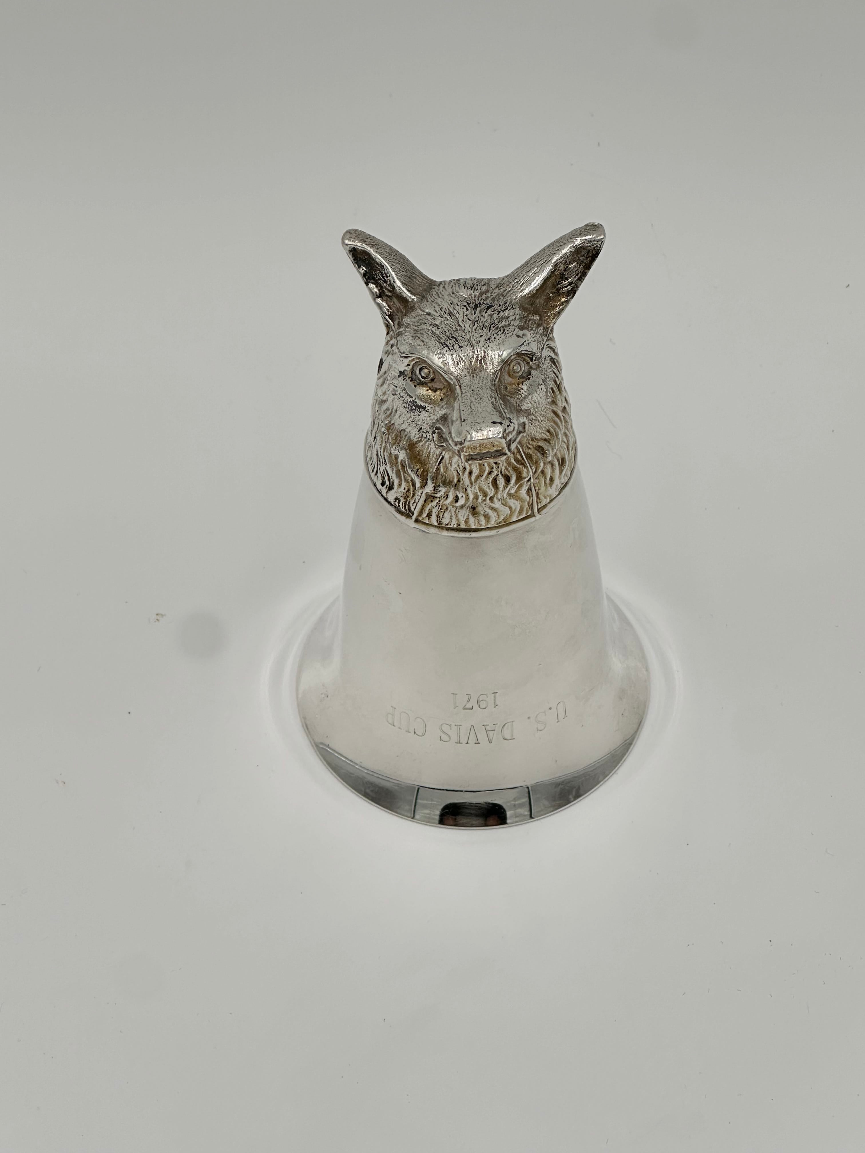 Large Vintage 1970s Fox Head Silver Plate Stirrup 8oz Cup Monogrammed - US David Cup 1971 | IdleHour
