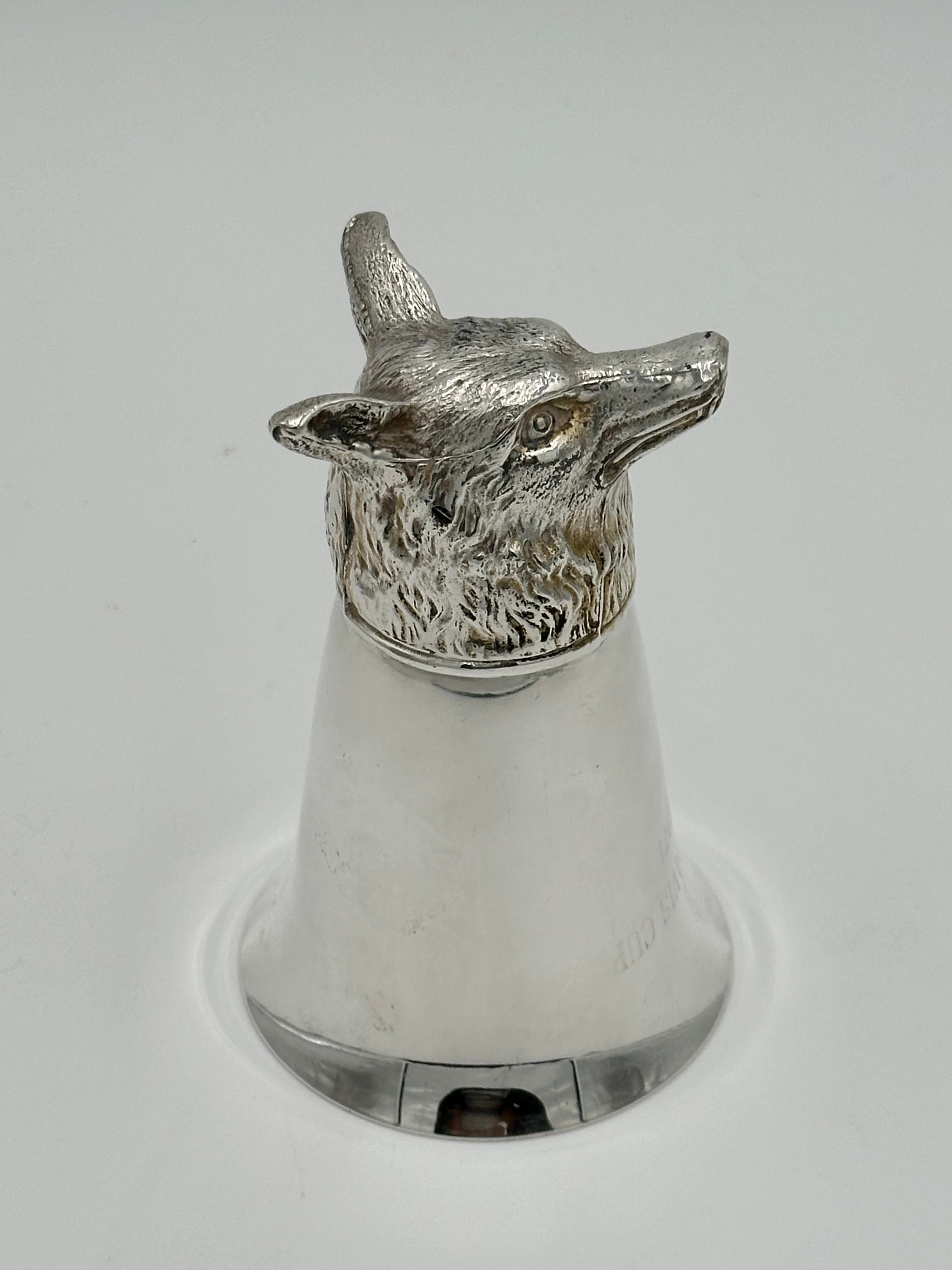 Large Vintage 1970s Fox Head Silver Plate Stirrup 8oz Cup Monogrammed - US David Cup 1971 | IdleHour