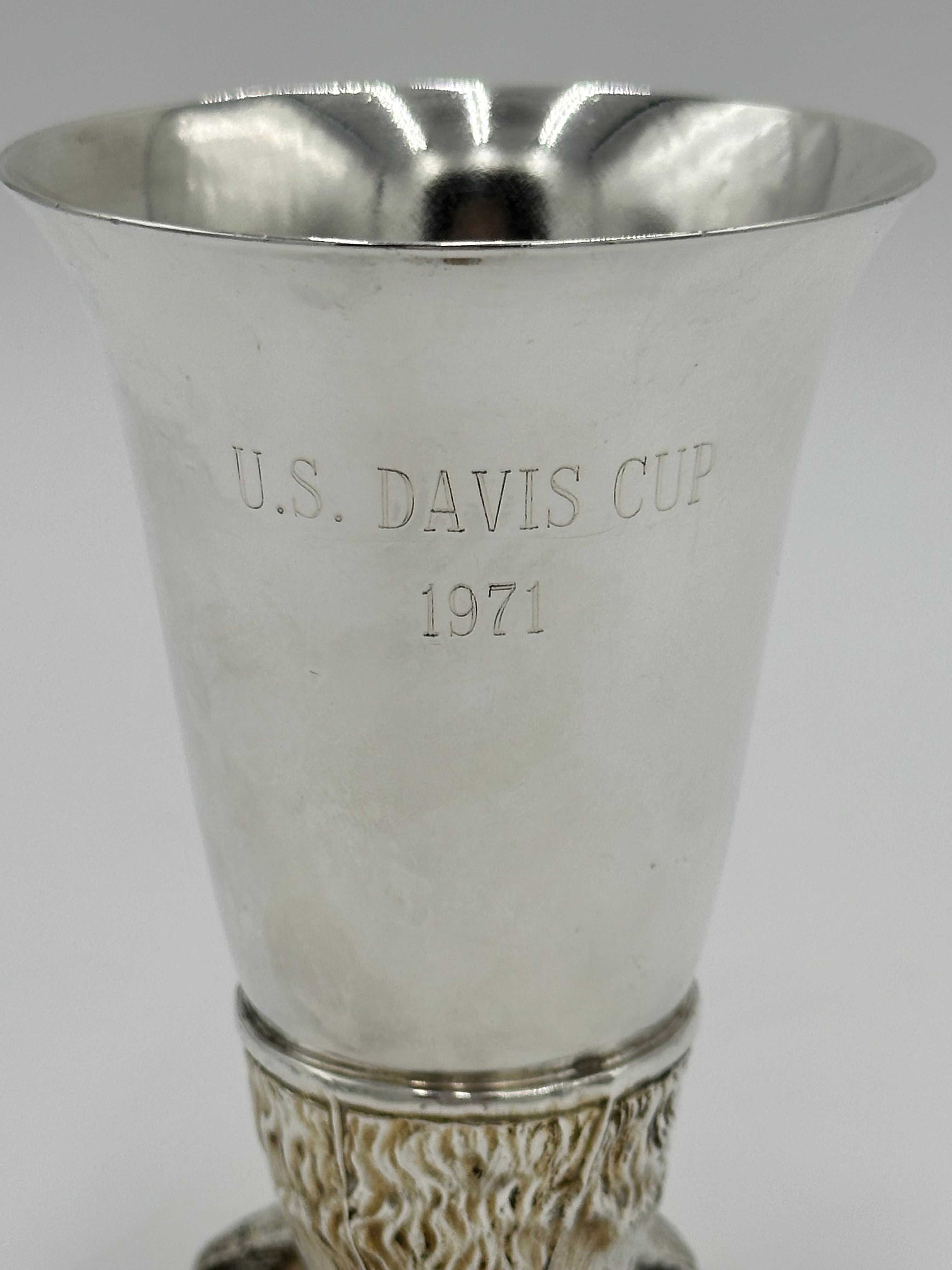 Large Vintage 1970s Fox Head Silver Plate Stirrup 8oz Cup Monogrammed - US David Cup 1971 | IdleHour