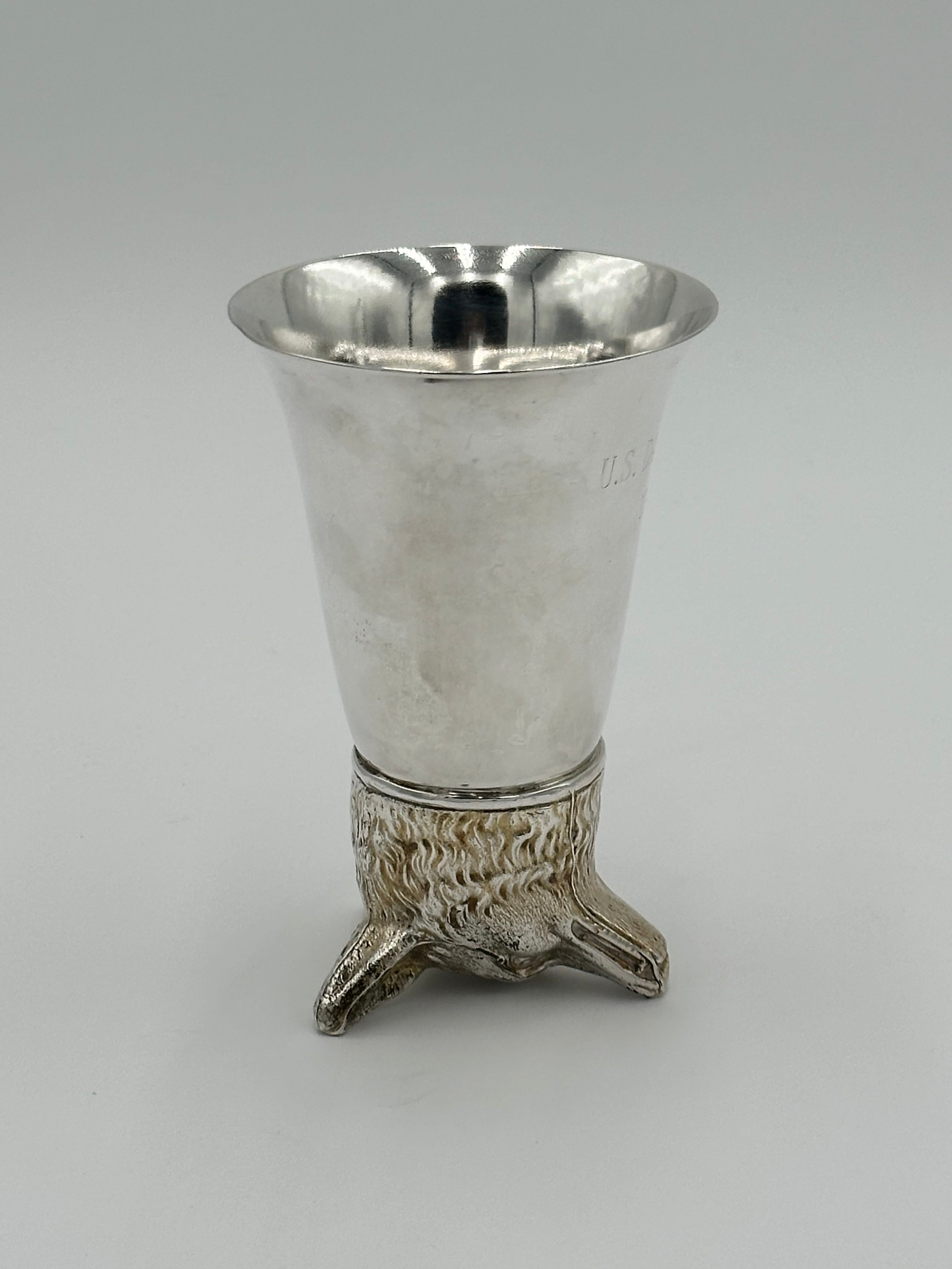 Large Vintage 1970s Fox Head Silver Plate Stirrup 8oz Cup Monogrammed - US David Cup 1971 | IdleHour