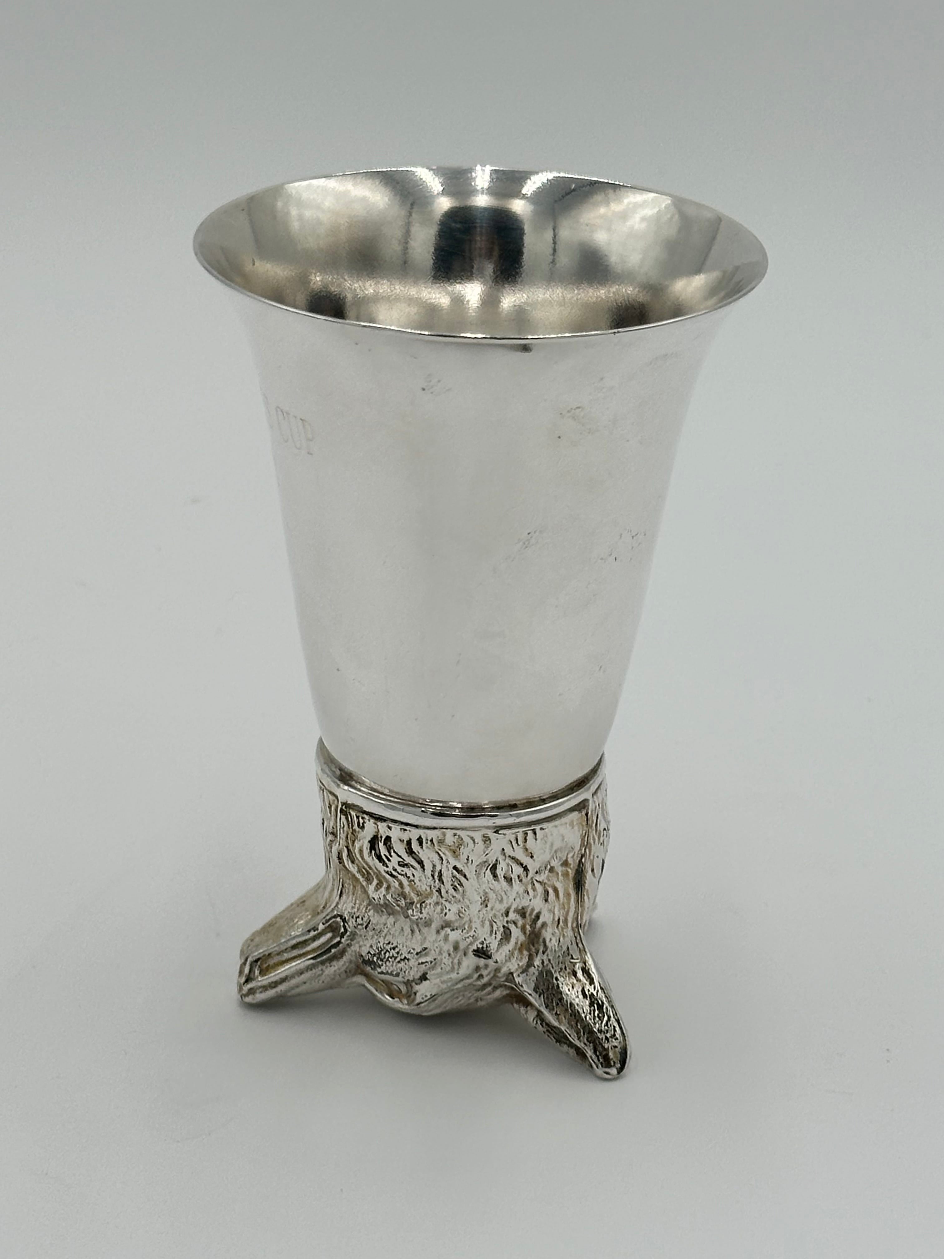 Large Vintage 1970s Fox Head Silver Plate Stirrup 8oz Cup Monogrammed - US David Cup 1971 | IdleHour