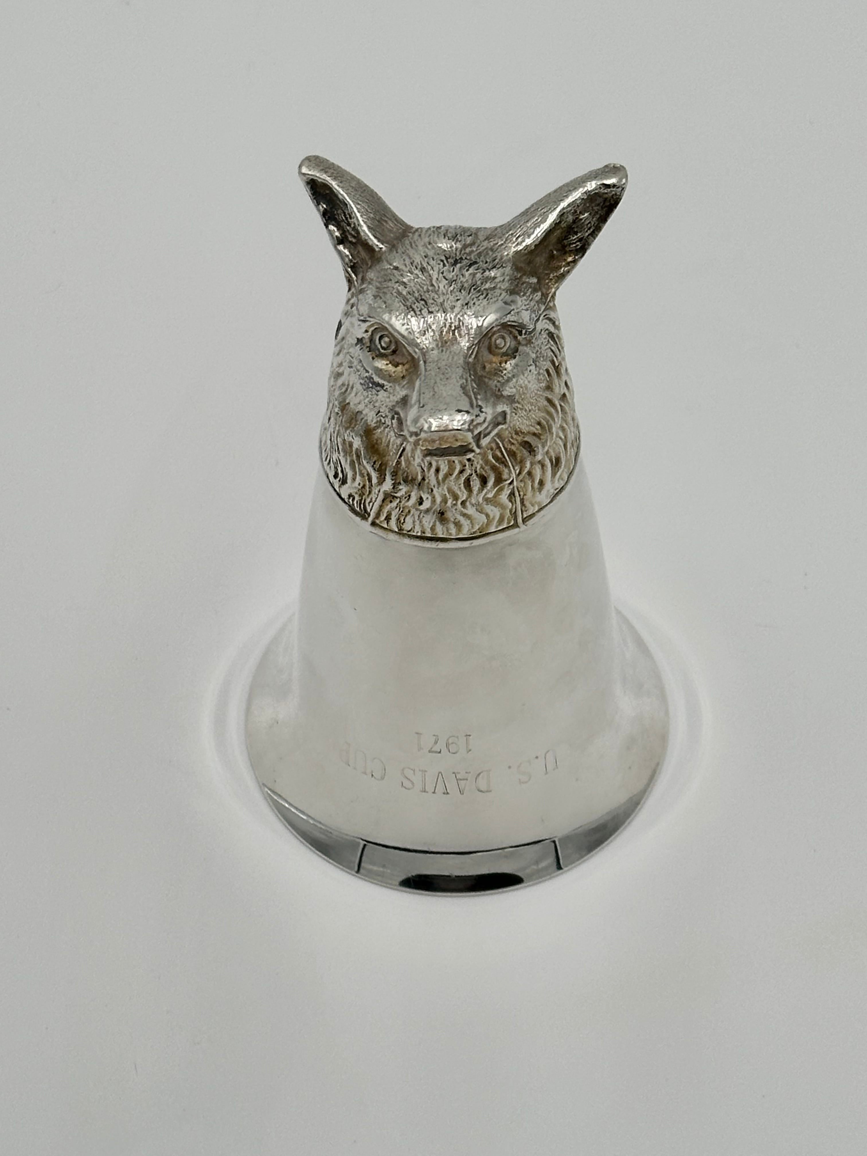 Large Vintage 1970s Fox Head Silver Plate Stirrup 8oz Cup Monogrammed - US David Cup 1971 | IdleHour