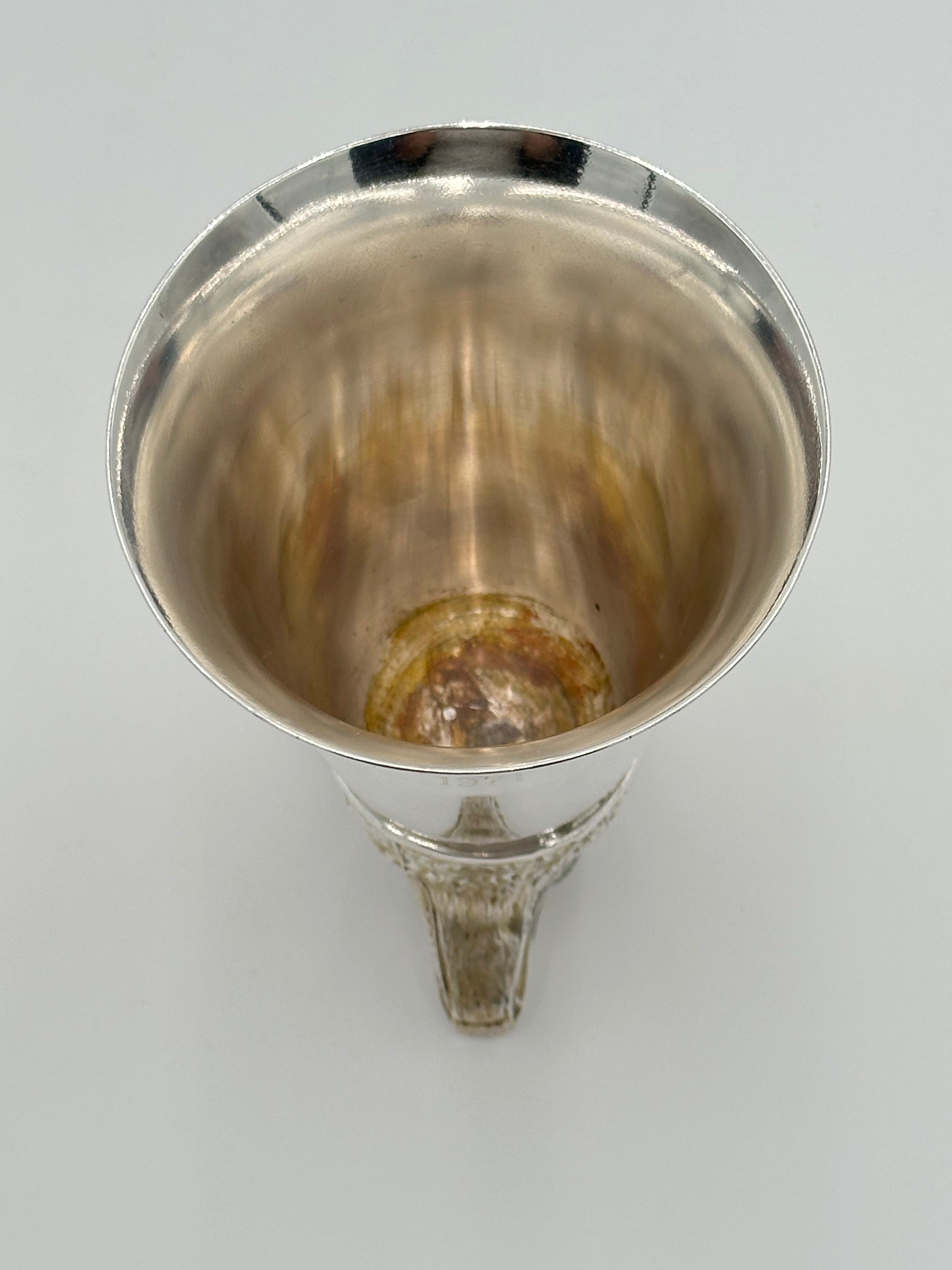 Large Vintage 1970s Fox Head Silver Plate Stirrup 8oz Cup Monogrammed - US David Cup 1971 | IdleHour