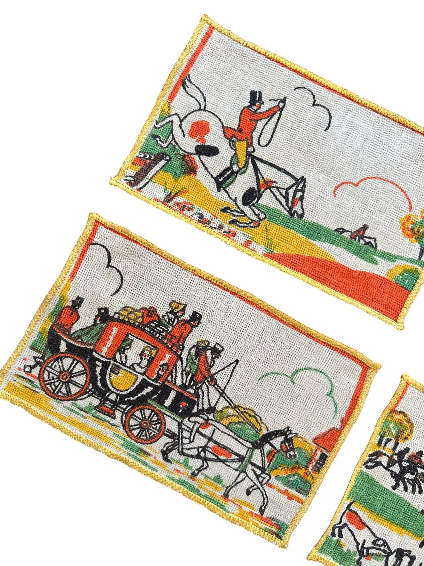 Vintage Tony Sarg Style Linen Equestrian Napkins - Set of 6 | IdleHour