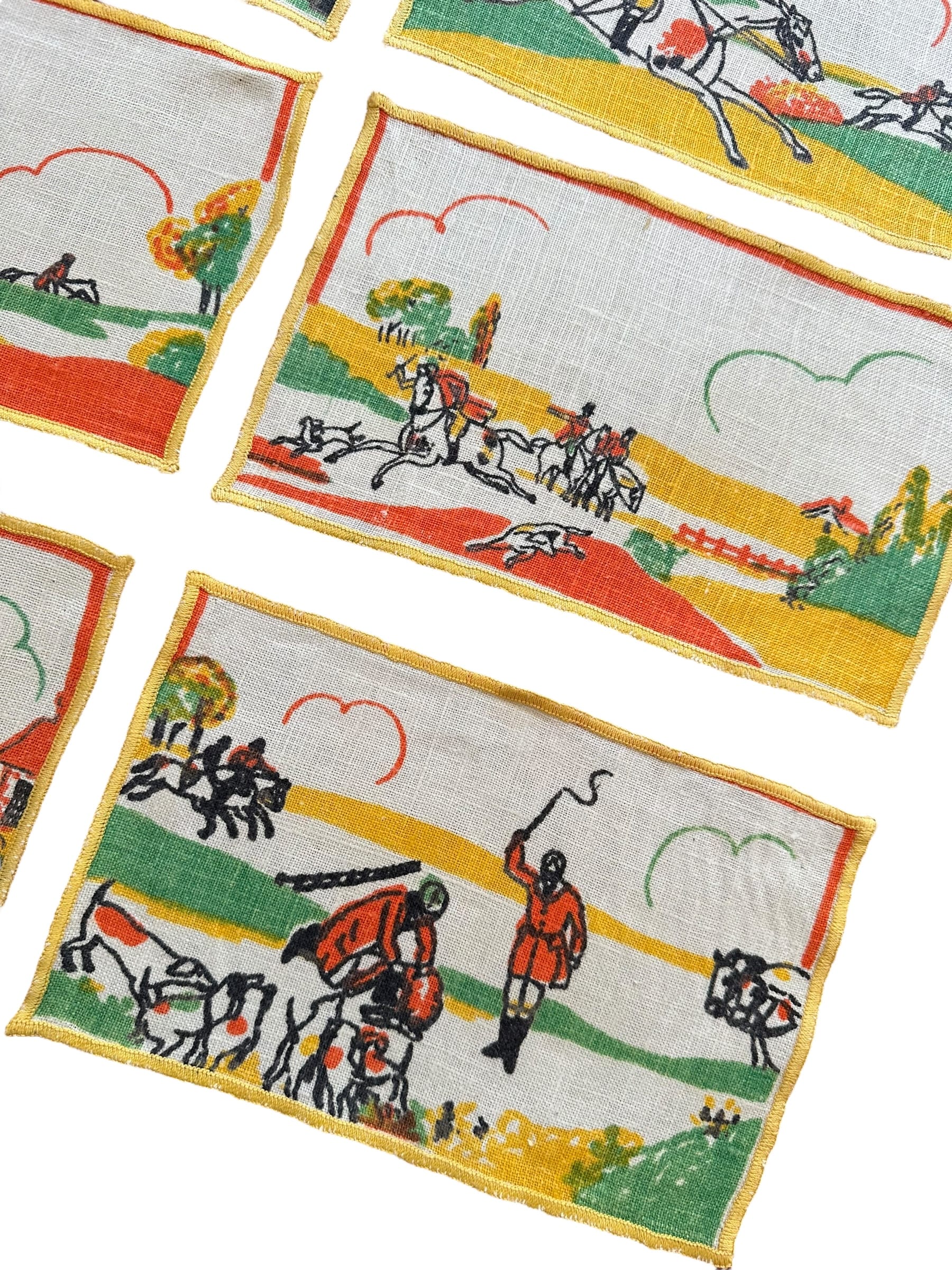 Vintage Tony Sarg Style Linen Equestrian Napkins - Set of 6 | IdleHour