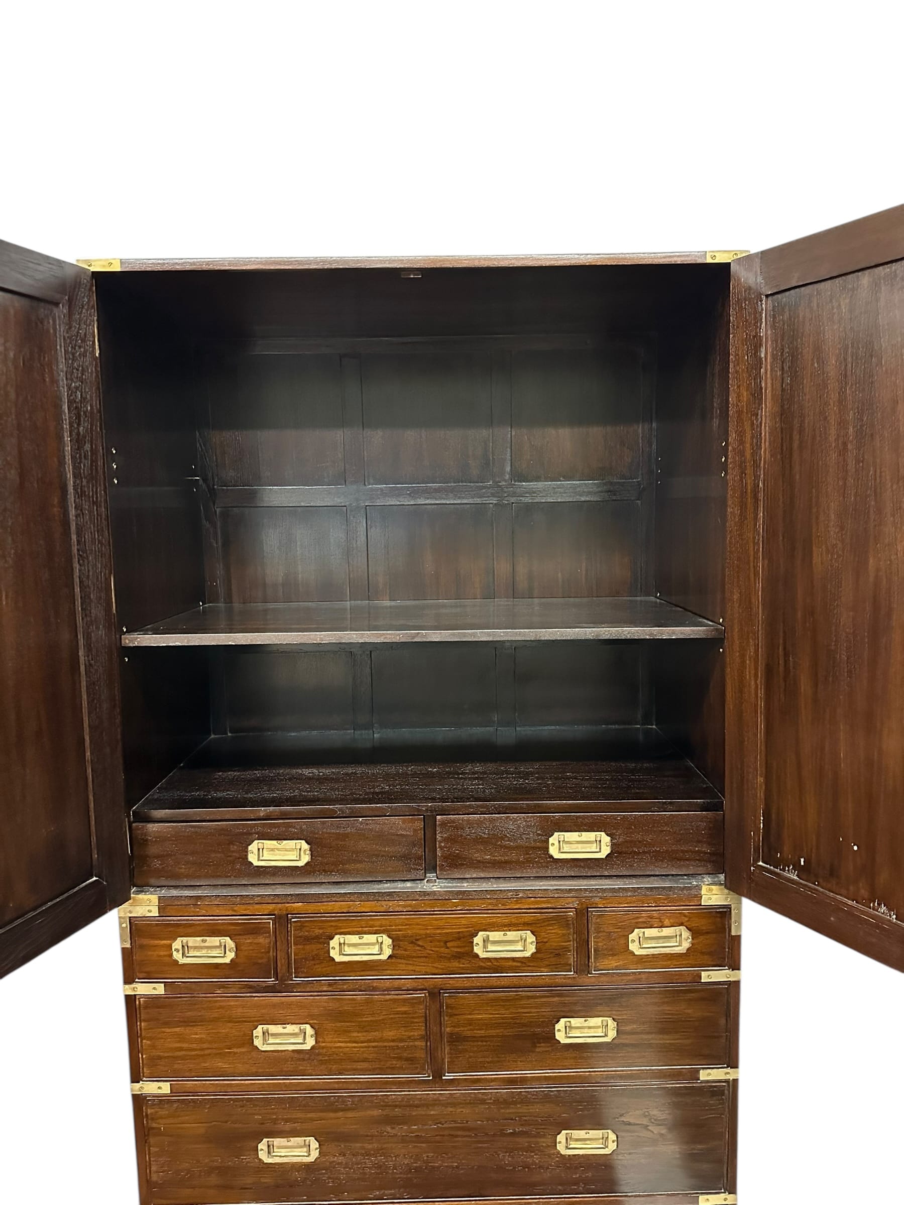 Vintage Campaign Rattan Linen Press / Armoire | IdleHour