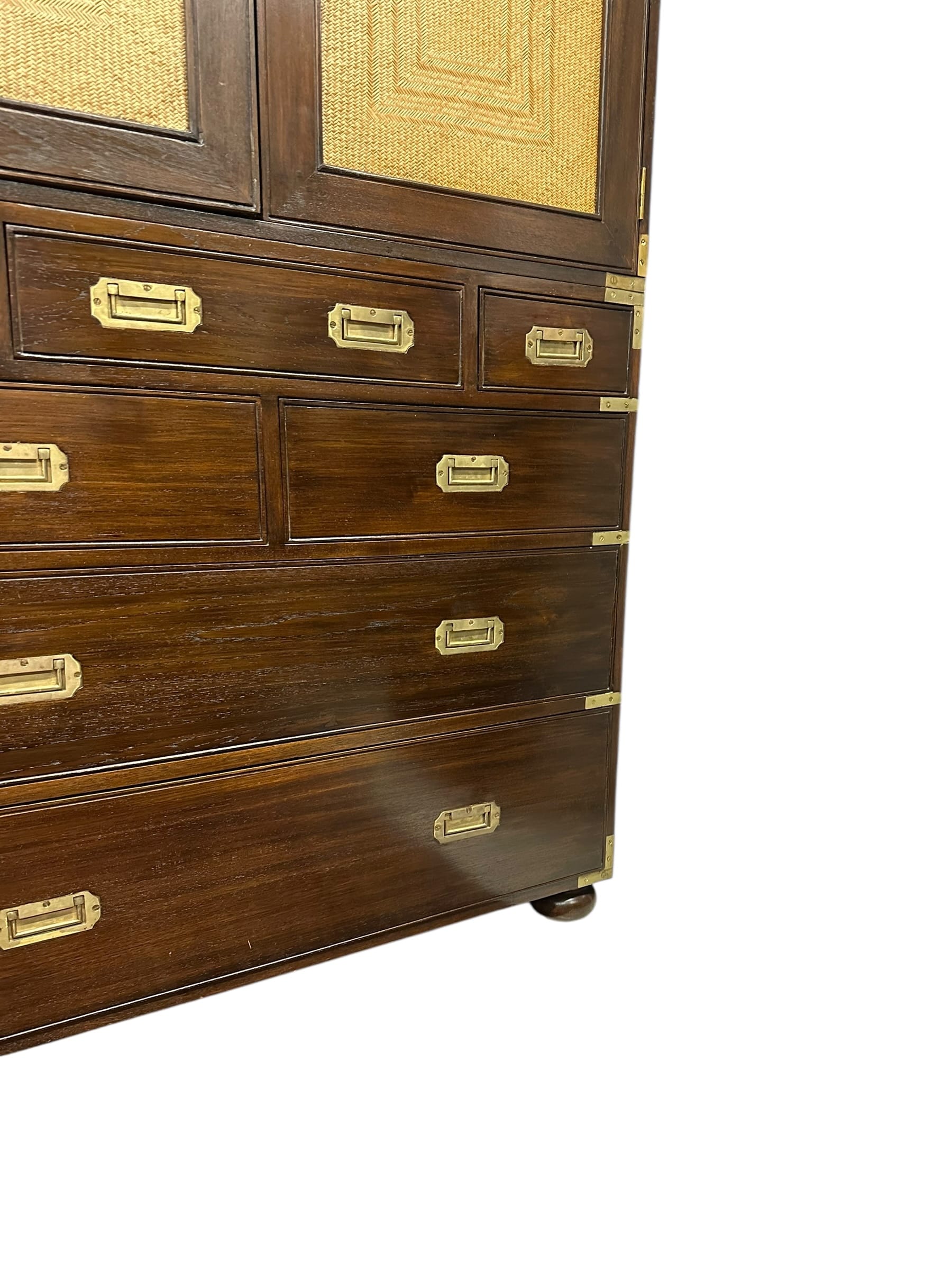 Vintage Campaign Rattan Linen Press / Armoire | IdleHour