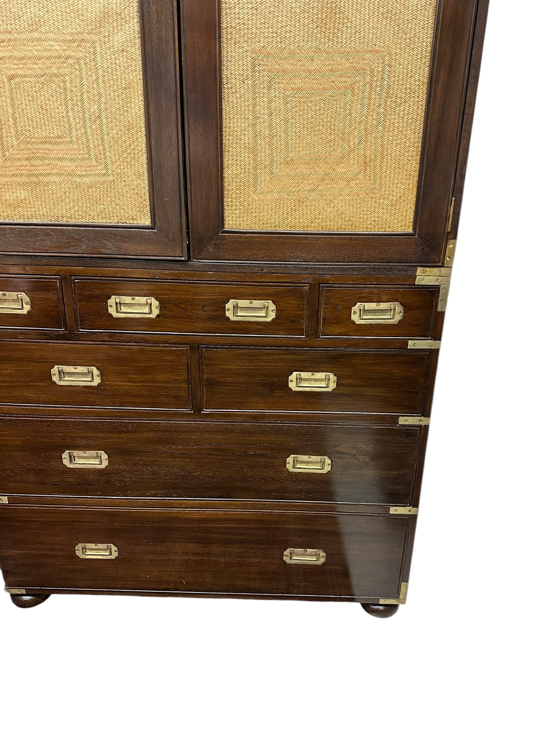 Vintage Campaign Rattan Linen Press / Armoire | IdleHour