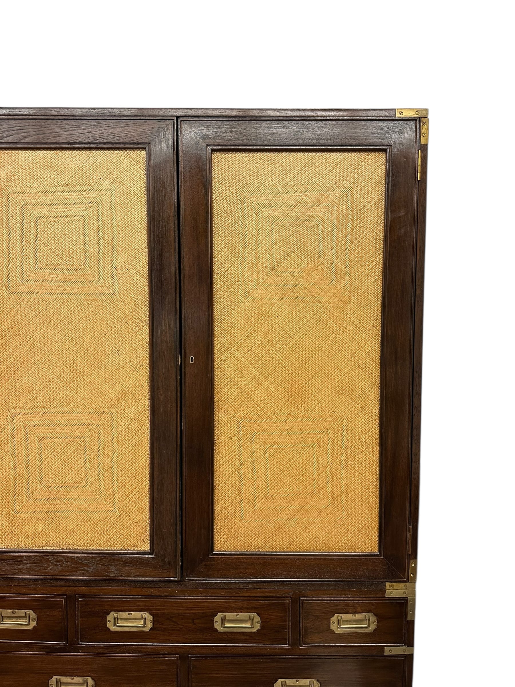 Vintage Campaign Rattan Linen Press / Armoire | IdleHour
