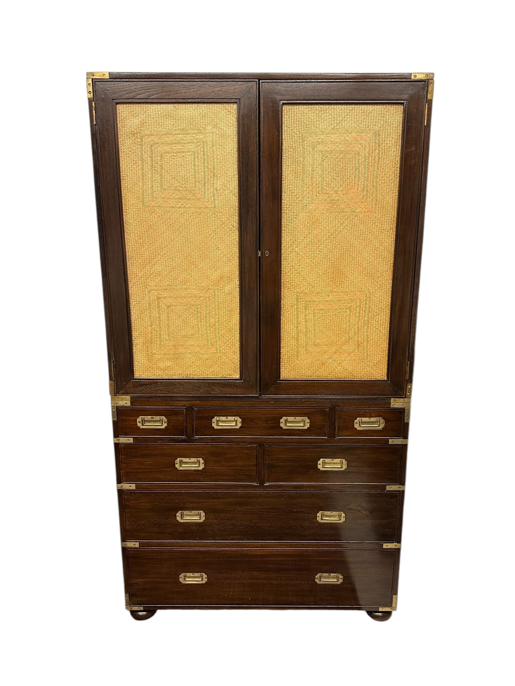 Vintage Campaign Rattan Linen Press / Armoire | IdleHour