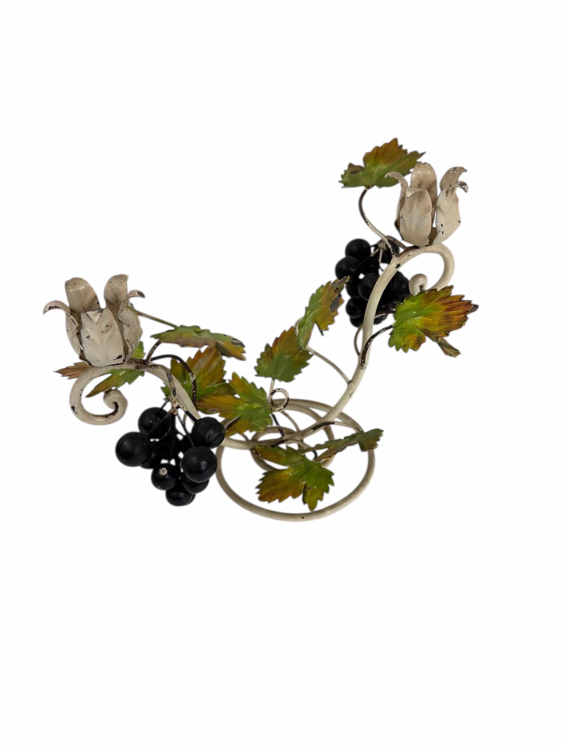 Pair of Vintage Tole Grapevine Candlesticks | IdleHour