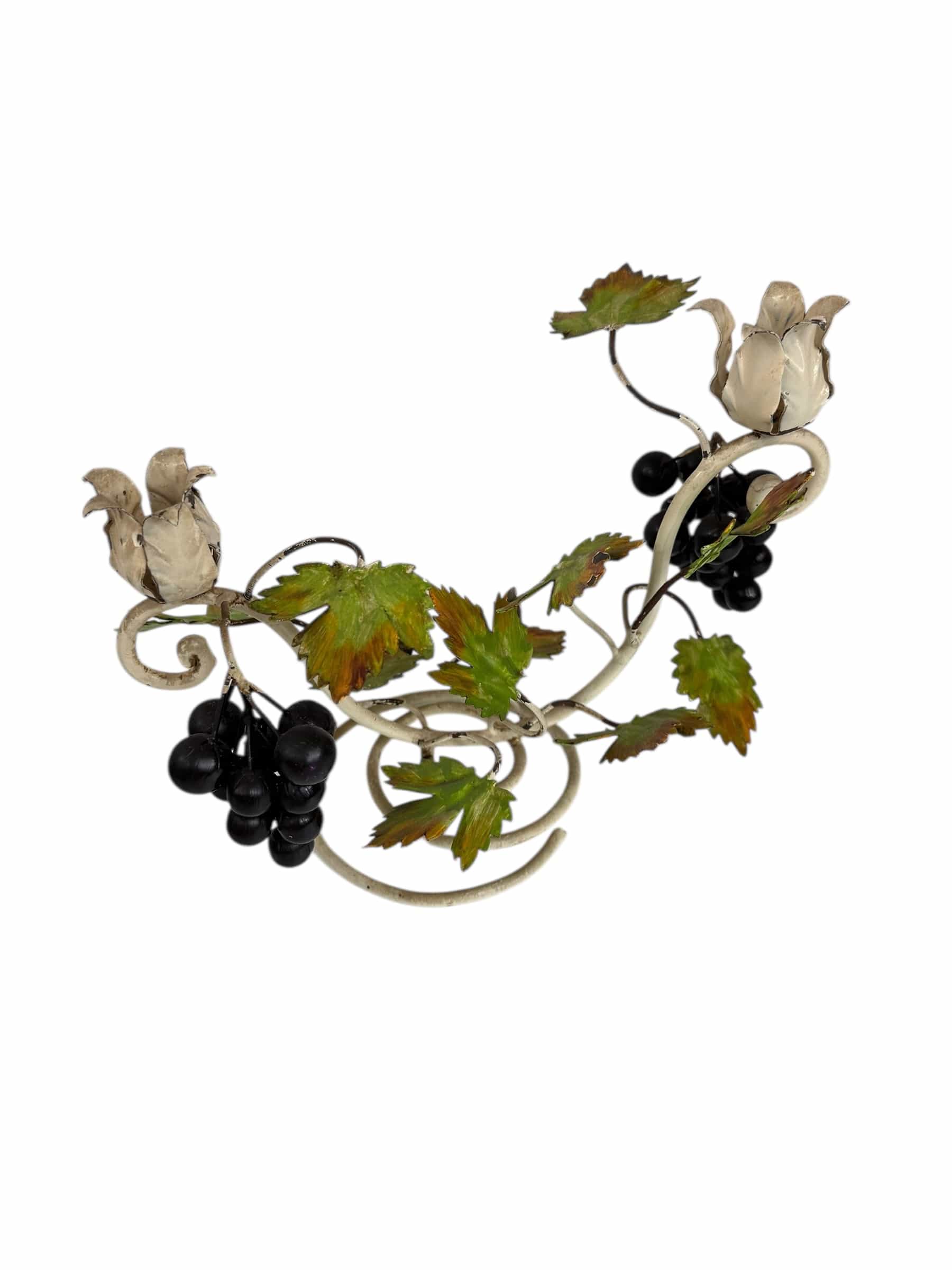 Pair of Vintage Tole Grapevine Candlesticks | IdleHour
