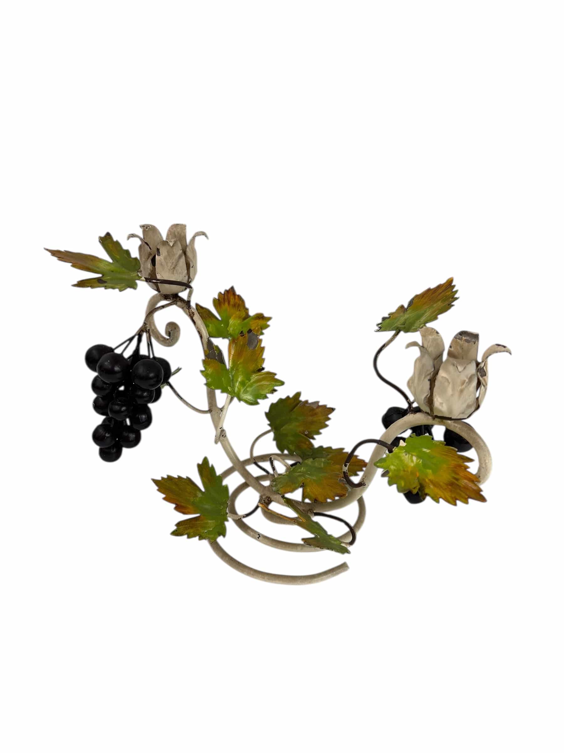 Pair of Vintage Tole Grapevine Candlesticks | IdleHour