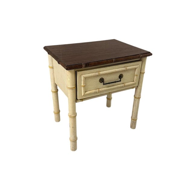 American Thomasville Ivory Faux Bamboo Nightstand | IdleHour