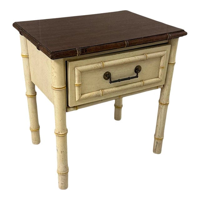 American Thomasville Ivory Faux Bamboo Nightstand | IdleHour