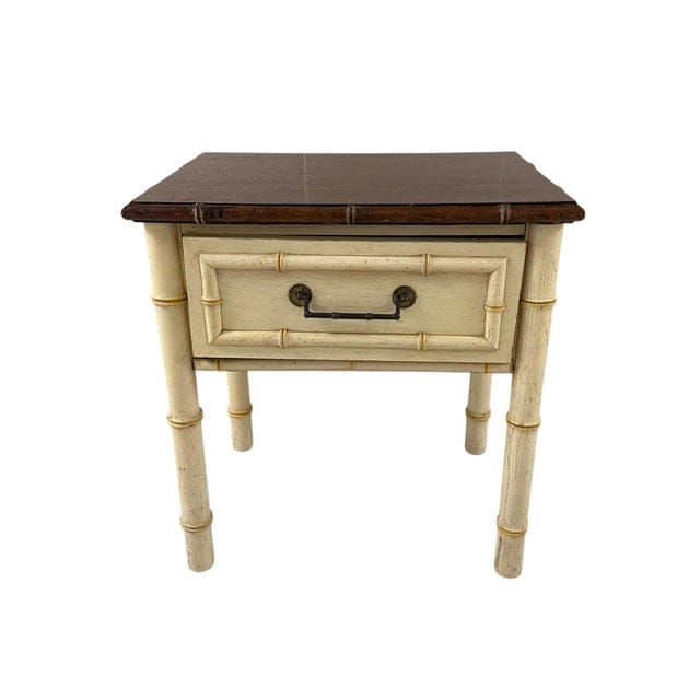 American Thomasville Ivory Faux Bamboo Nightstand | IdleHour