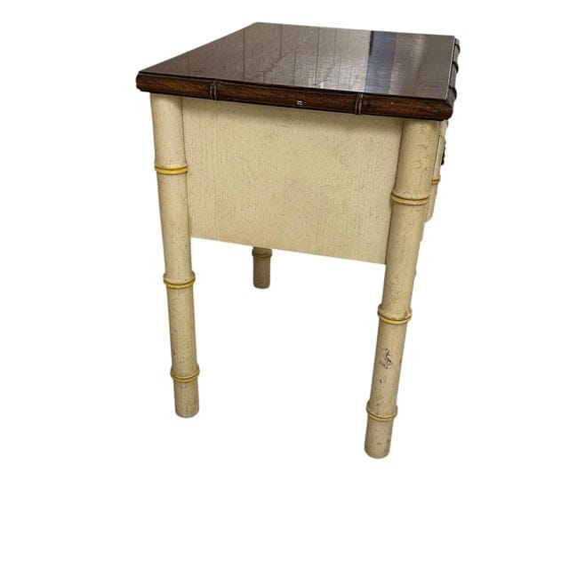 American Thomasville Ivory Faux Bamboo Nightstand | IdleHour