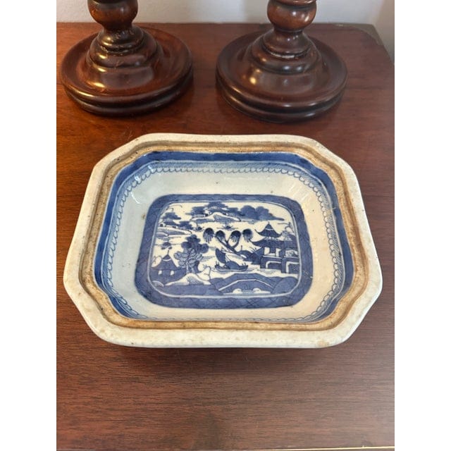 Antique 19th Century Chinese Export Blue and White Canton Covered Tureen | IdleHour