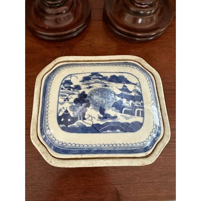Antique 19th Century Chinese Export Blue and White Canton Covered Tureen | IdleHour