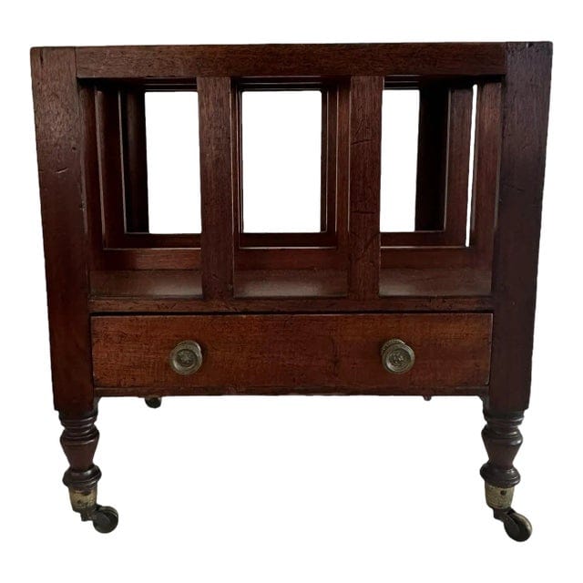 Antique 19th Century English Sheraton Canterbury Mahogany Magazine Rack | IdleHour