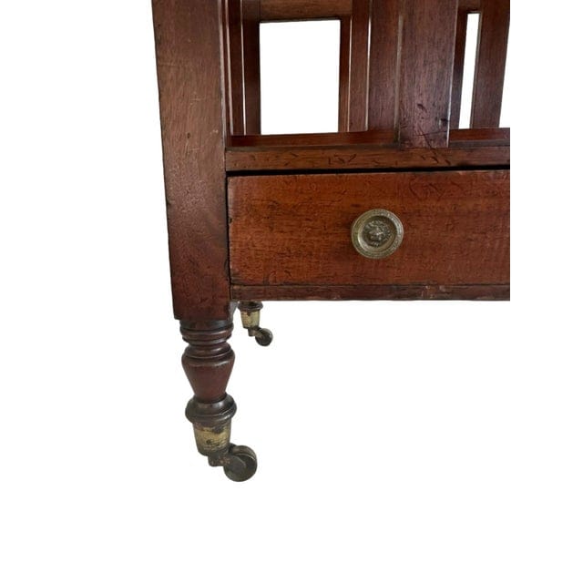 Antique 19th Century English Sheraton Canterbury Mahogany Magazine Rack | IdleHour
