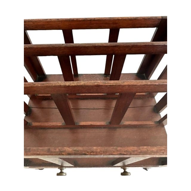 Antique 19th Century English Sheraton Canterbury Mahogany Magazine Rack | IdleHour
