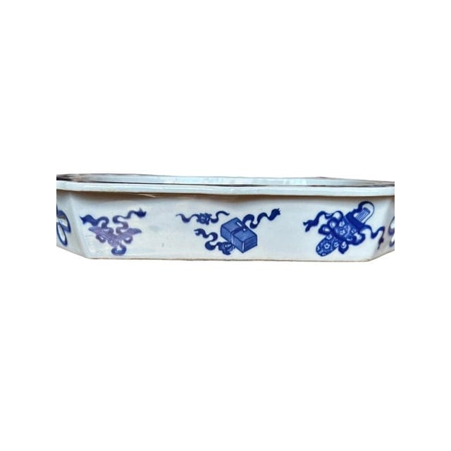 Antique Blue and White Chinoiserie Warming Dish With Pagoda Scenes | IdleHour