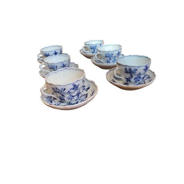 Antique Blue Onion Meissen Teichert Set of Teacups for 6 - 12 Pieces | IdleHour
