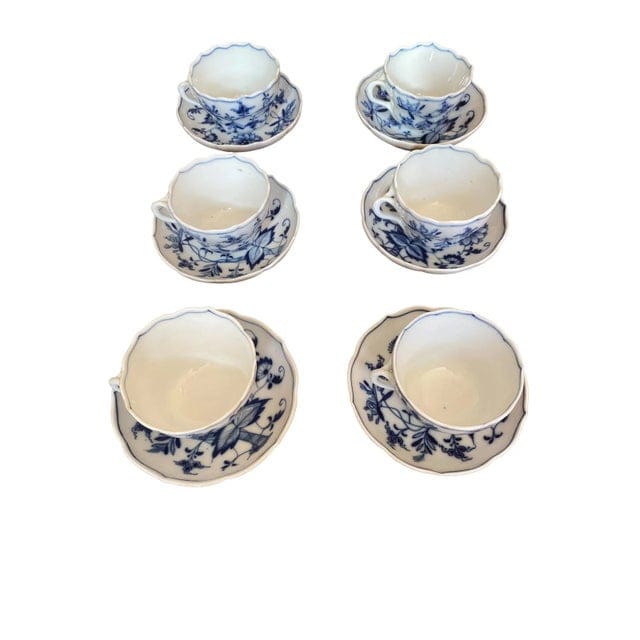 Antique Blue Onion Meissen Teichert Set of Teacups for 6 - 12 Pieces | IdleHour