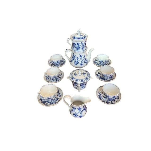 Antique Blue Onion Meissen Teichert Set of Teacups for 6 - 12 Pieces | IdleHour