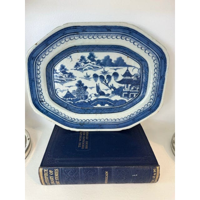 Antique Chinese Blue and White Octagonal Porcelain Platter | IdleHour