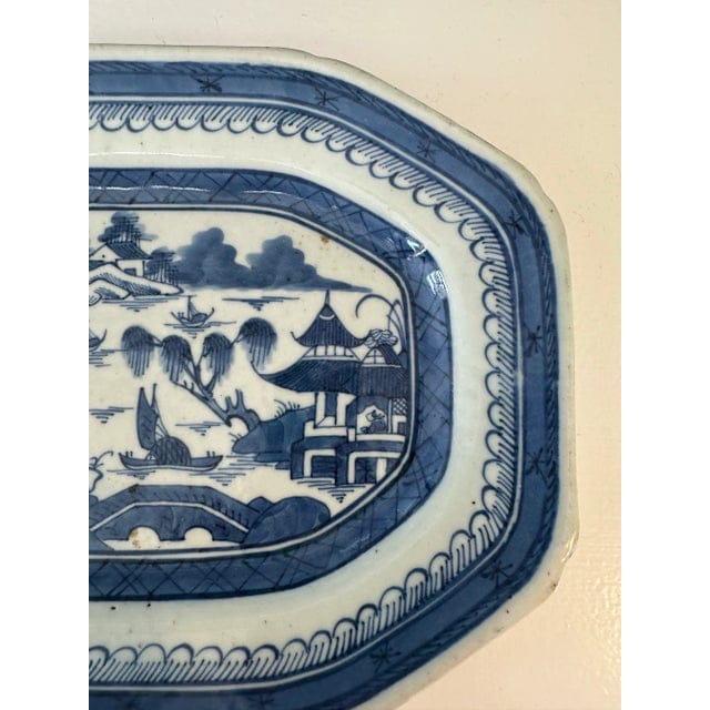 Antique Chinese Blue and White Octagonal Porcelain Platter | IdleHour
